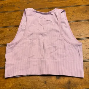 GARAGE Ribbed Cropped Tank Top Lilac Purple P S V Neck Sleeveless‎ Seamless thumbnail 3