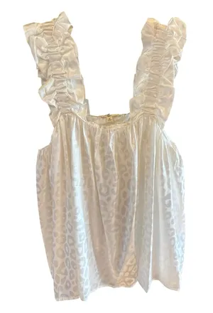 Entro White Satin Ruffled Strap Tank Top thumbnail 1