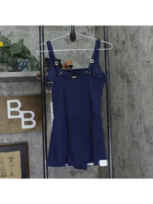 NWT Beyond Control Grommet Swimdress with Underwire Dark Navy Blue / White 8 thumbnail 5