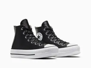 Black Leather Converse Sneakers All Star Chuck Taylor High-Top thumbnail 1