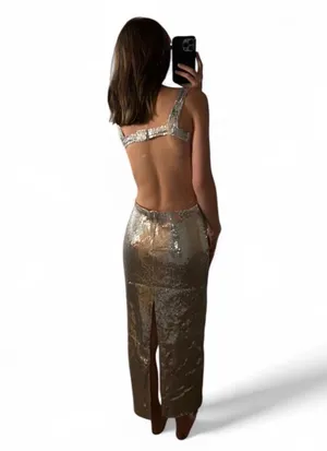 Silver Sequin Dress lavish ivy thumbnail 2