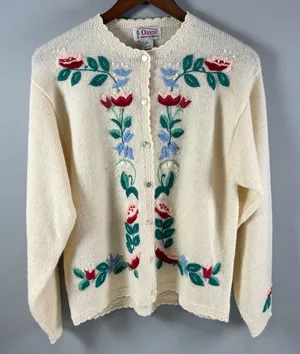 Orvis Manchester Vermont Antique 1940 100% Wool Cardigan Women’s Medium thumbnail 1