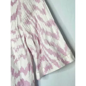 Saylor Lavender White Ikat Pintucked Tie Front Top Size Small thumbnail 5