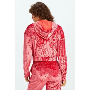 NEW Fabletics Crushed Velour Zip Up Hoodie Strawberry Red Women's Size S $85‎ thumbnail 2