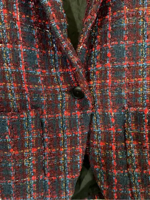 Amanda Uprichard Shawl Collar Blazer Tweed Size Small Twee Preppy Plaid Pockets thumbnail 3