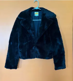 C&C California black faux fur cropped jacket in XS. thumbnail 1