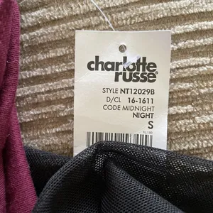 Charlotte Russe Maroon/ Burgundy and Black Lace Bodysuit Size Small thumbnail 3