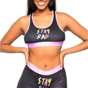 PSD Black and Pink 'Stay Rad' Sports Bra thumbnail 1