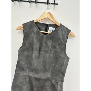 Collusion Asos Faux Leather‎ Mini Dress Grey Washed Sleeveless Shift US 6 Party thumbnail 3