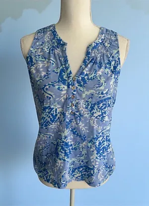 LILLY PULITZER Sea Turtle Blue Tank Top Size Small thumbnail 1