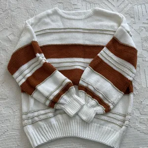 Women's Sweater in Cream, Gold, and Rust colors XL thumbnail 2