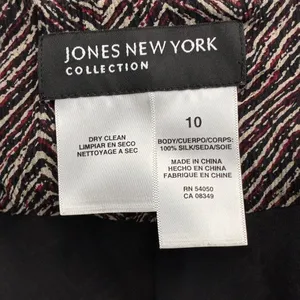 Jones New York Chevron Zigzag 100% Silk Midi Skirt Burgundy Black Size 10 thumbnail 5