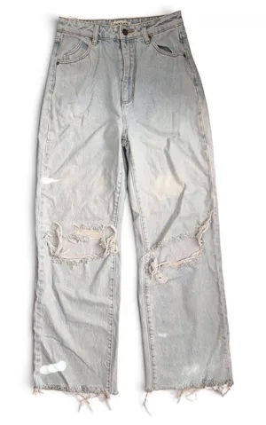 Rollas Eastcoast Flare Jeans Light Wash Distressed High Rise Wide Leg‎ 27 x 28 thumbnail 1