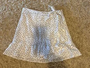 SheIn White Black polka dot Mini Wrap Skirt thumbnail 1