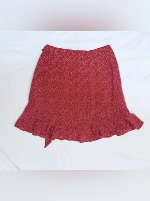 NWT Abercrombie & Fitch Ruffle Wrap Mini Skirt – Red Floral – XS thumbnail 5