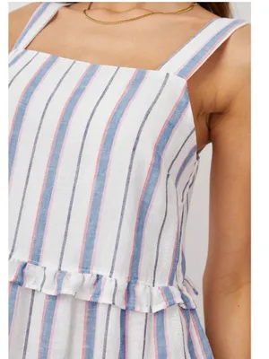Rails Sandy Tahiti Blue White Pink Striped Tiered Ruffle Feminine Sundress Large thumbnail 4
