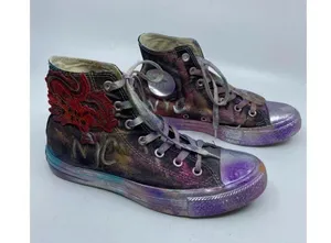 Converse Sneakers Customized Black Silver Womens 8 thumbnail 3