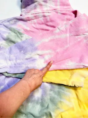 Dreamsicle tie dye pullover hoodie, cotton, rainbow color, Cabo St. Lucas size M thumbnail 5