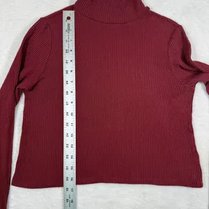 Reformation Womens Ribbed Mock Neck Long Sleeve‎ Top Burgundy Red Size S thumbnail 5