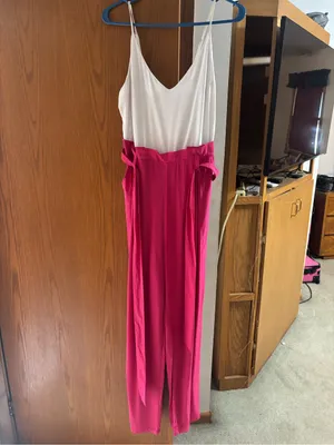 Altar'd State High-Waist Wide-Leg Tie-Waist Pants in Bright Pink thumbnail 4