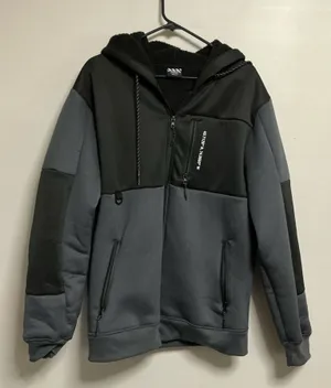 RGSTR Men's Black and Gray Sherpa Lined Zip-Up Coordinates Hoodie Jacket Large thumbnail 1