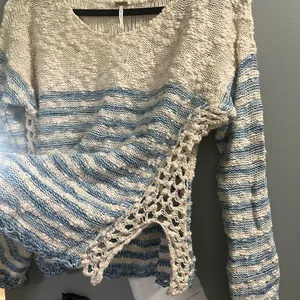 Free People Blue and Cream Striped Sweater thumbnail 6