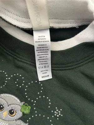Morning Sun green crewneck sweatshirt winter embroidered owl shirt woman’s M thumbnail 6