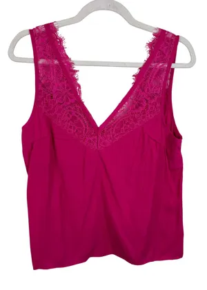 Twenty Ten Womens Fuchsia Pink Lace‎ Trim V-Neck Camisole Tank Top NWT Size M thumbnail 1