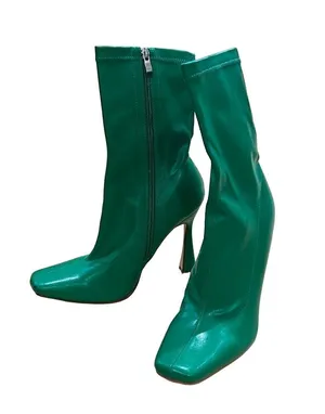 Azalea Wang Nova stiletto boots in green metallic thumbnail 2