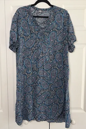 Old Navy Lace Up Paisley Shift Dress Womens Size XL Boho Floral Breezy Festival thumbnail 1
