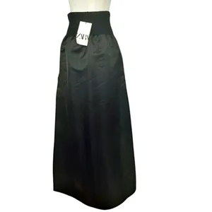Zara Black Sateen Taffeta Strapless BodyCon/A-Frame Midi Dress LBD Sz SMALL thumbnail 5
