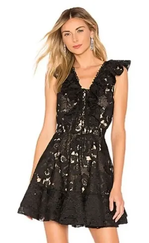 Michael Costello X Revolve Kandie Mini Lace Dress S thumbnail 1