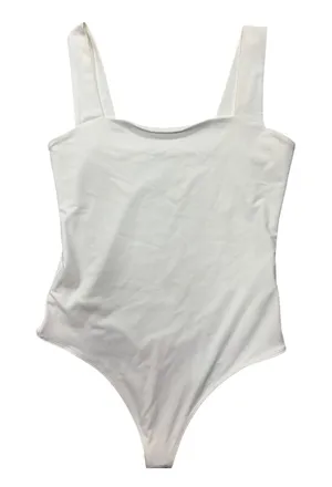 Abercrombie & Fitch‎ Bodysuit Large Soft A&F Collection White Square Neck Thong thumbnail 1