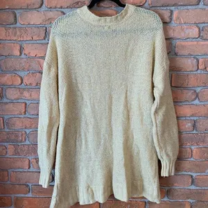 Aerie Cable Knit‎ Sweater Womens Small Yellow Tunic Long Sleeve Wool Oversized thumbnail 3