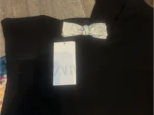NWT Zara Black V-Neck Bow-Accent Tank Top thumbnail 5