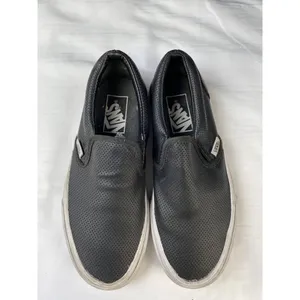 VANS Unisex Black Skater Leather Slip on Sneakers/Shoes M-4 W-5.5 SKU 3495 thumbnail 2