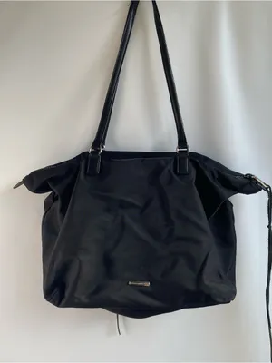 Rebecca Minkoff black nylon shoulder tote bag work office travel city minimalist thumbnail 3