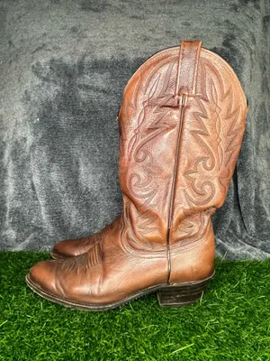 Dan Post Brown Leather Western Cowboy Boots Pointed Toe Men Size 8 D thumbnail 1