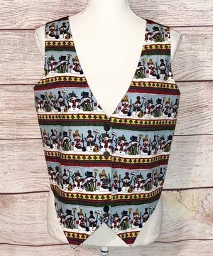 Vintage Nutcracker Snowman Christmas Vest Size S thumbnail 1