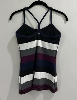 Lululemon Athletica Power Y Tank Top Women Activewear Athletic Gym Yoga Striped‎ thumbnail 2