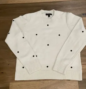 Banana Republic L White Black Polka Dot Knit Sweater thumbnail 1