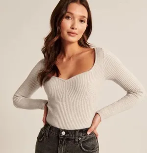Abercrombie Long-Sleeve Sweetheart Sweater Bodysuit thumbnail 2