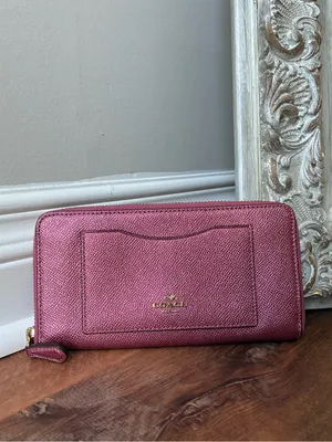 Coach Metallic Crossgrain Leather Zip-Around Long Wallet F21068 thumbnail 2