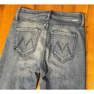 Mother Insider Crop Two Step Fray Jeans When Sparks Fly Blue Size 24 thumbnail 2