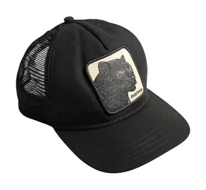 The Farm Goorin Bros Black Mesh Leopard Logo Adjustable Snap Trucker Cap Hat OS thumbnail 1