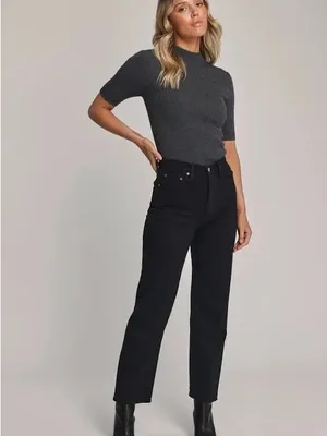 Levi’s Women’s Rib Cage Straight Ankle Jeans Black 25 thumbnail 12