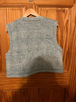 Miss Me Light Blue Sequin Jean  Vest thumbnail 6