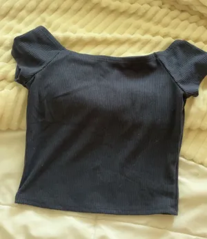 City Vibe Navy blue off the shoulder crop top in a S thumbnail 1