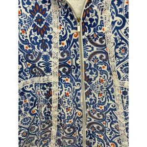 Onque Casual Women's Multicolor Geometric Zip-Up Jacket Lace‎ Detail Size L thumbnail 3