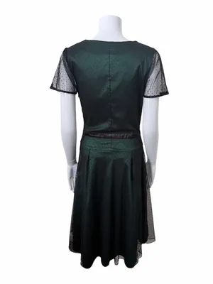 ModCloth Voodoo Vixen Taffeta Drop Waist Midi Dress Size UK Medium Emerald thumbnail 4